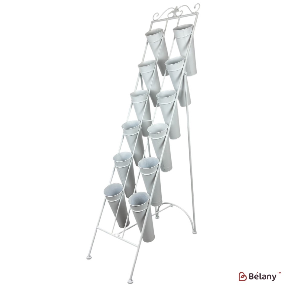 Metal floral display case with buckets WHITE 168×100×41 cm, bucket diameter 22 cm | 2