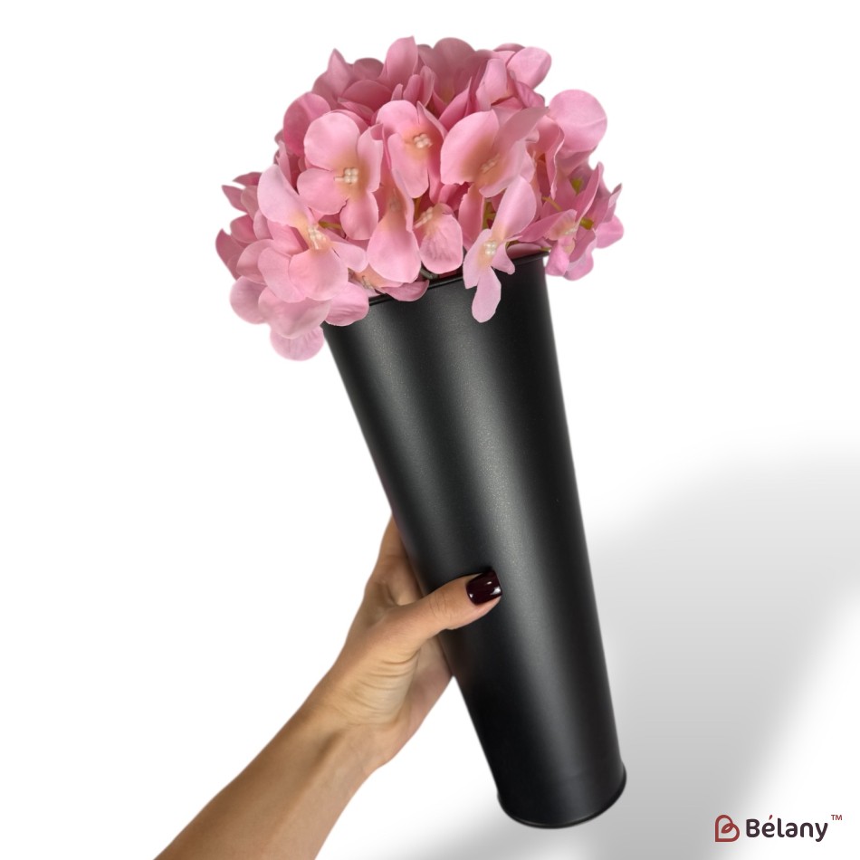 Vitrină florală metalică cu găleți NEGRU 168×100×41 cm, diametru găleată 22 cm | 4
