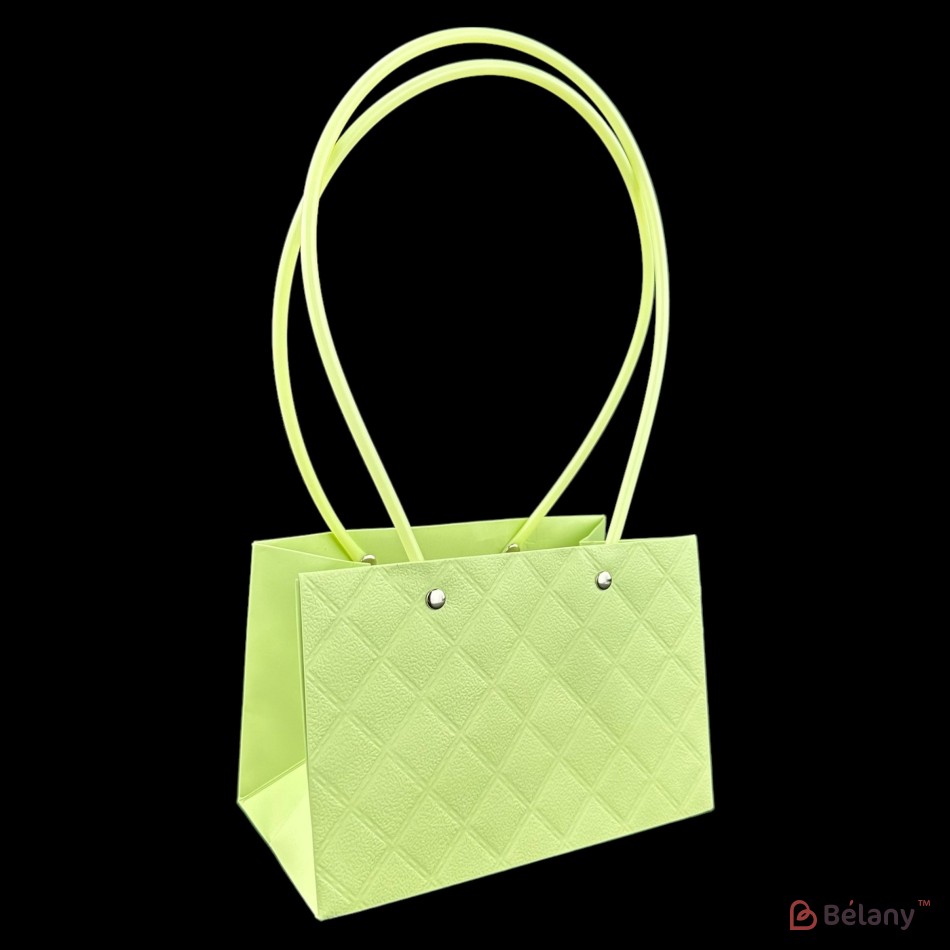 Set de 10 genți largi de culoare verde deschis, model diamant