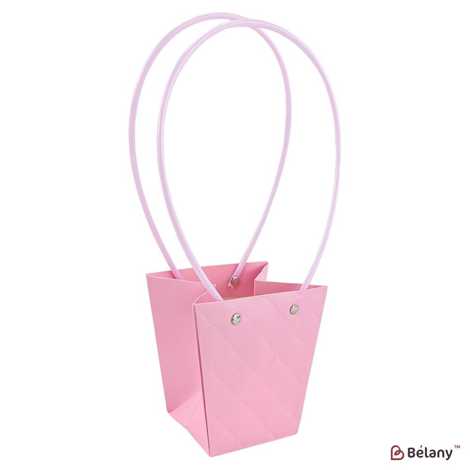 Set of 10 purple trapezoid bags, diamond pattern