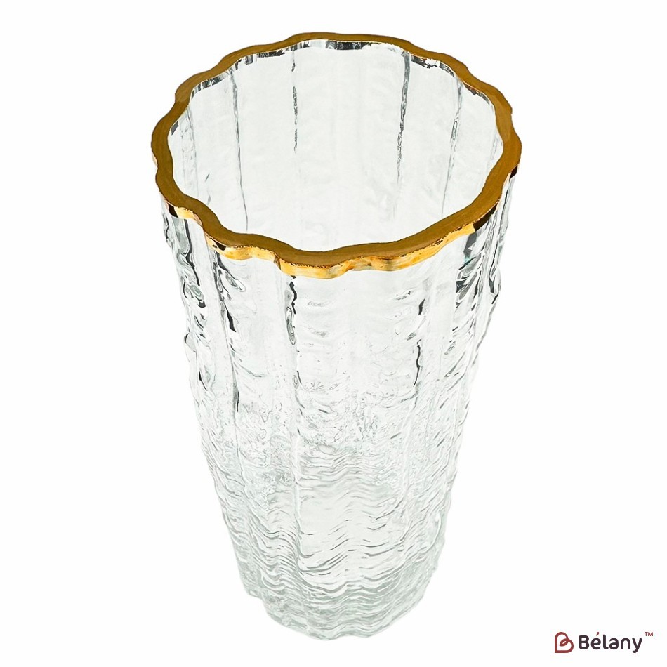 Vaza de sticla "Golden side M" transparenta | 2