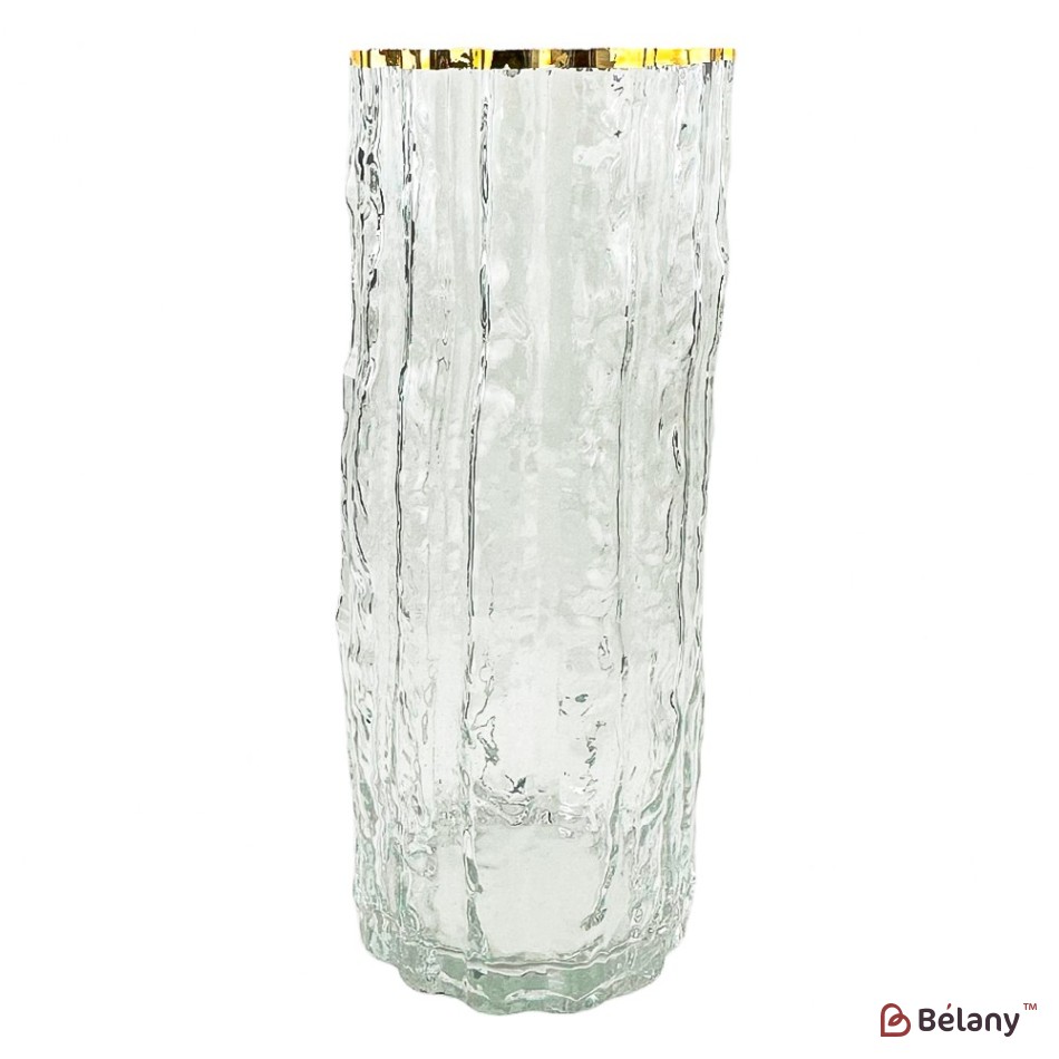 Vaza de sticla "Golden side M" transparenta | 3