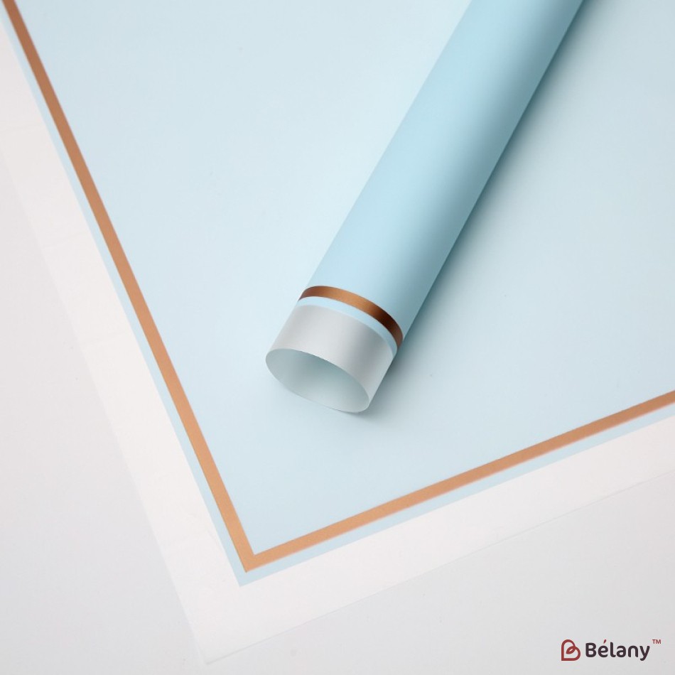 Blue cellophane, with matte edging and gold edging #131