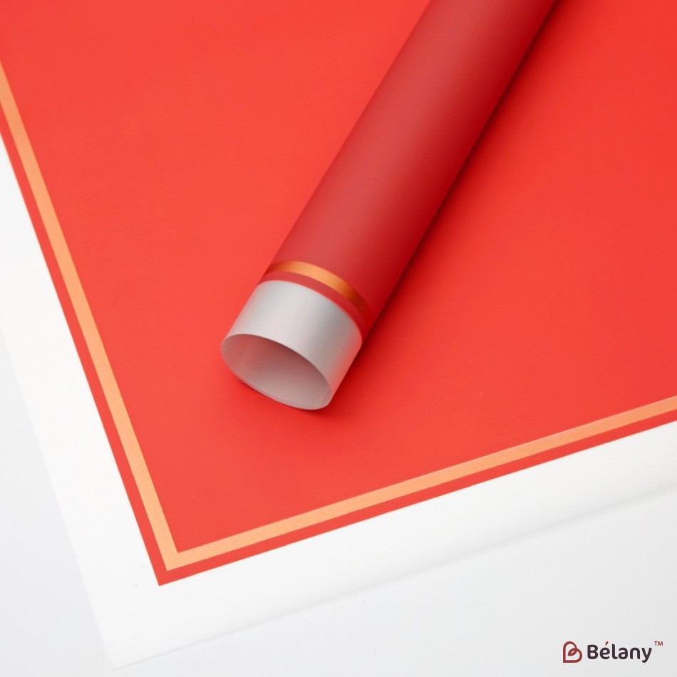 Red cellophane, with matte edging and gold edging #012