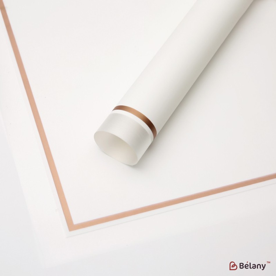 White cellophane, with matte edging and gold edging