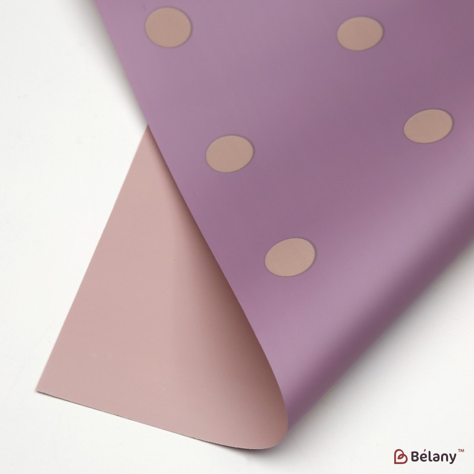 Lilac and rose cellophane, with pink polka dots, 58x58cm #031