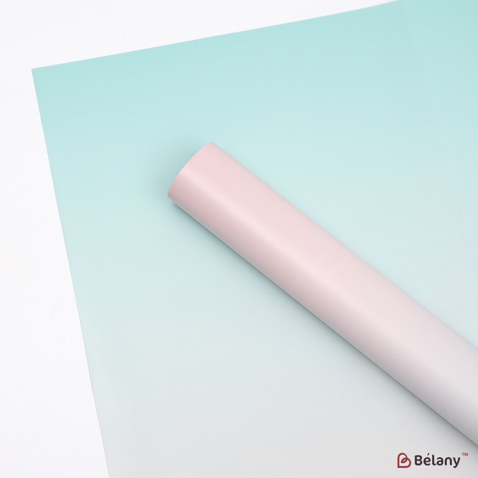 Cellophane gradient green-pink 58x50cm #081