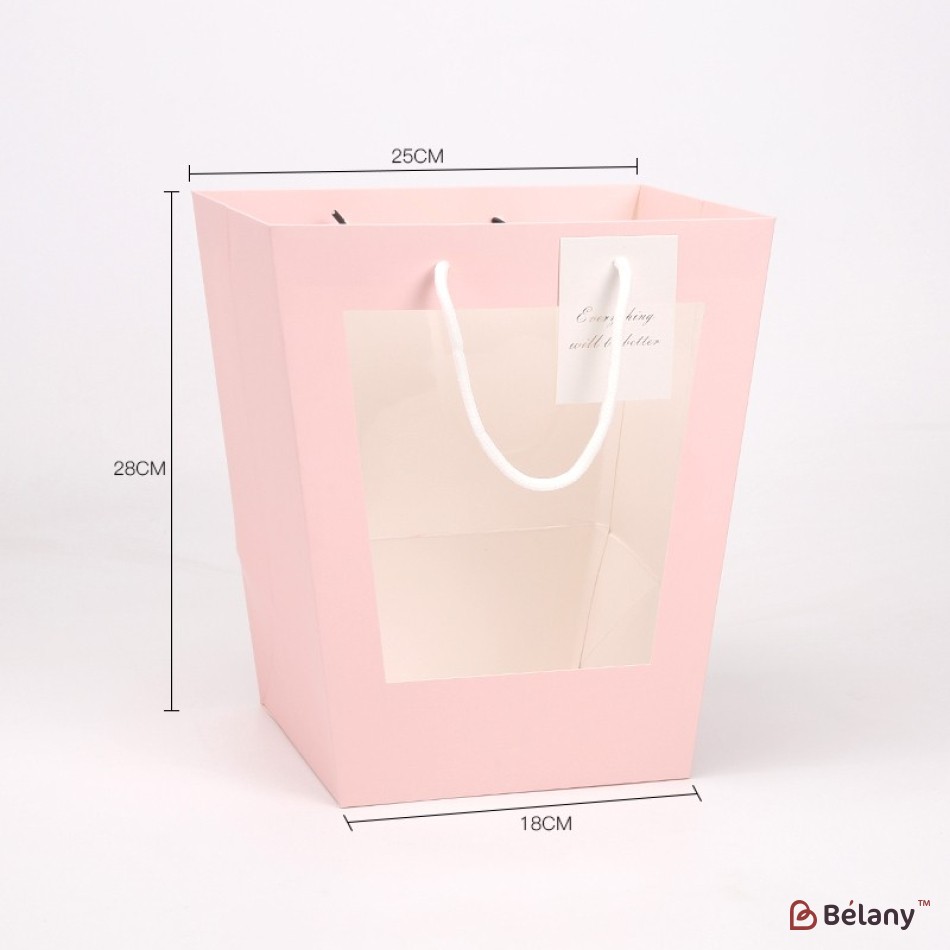 Set of 5 pink bags, for flowers 28x17x37 cm