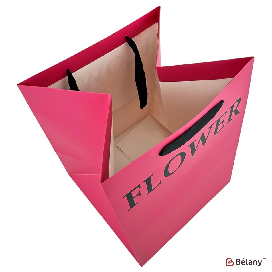 Set 2 pungi roz, cu text „Floare”, pentru flori 32x32x40 cm | 2