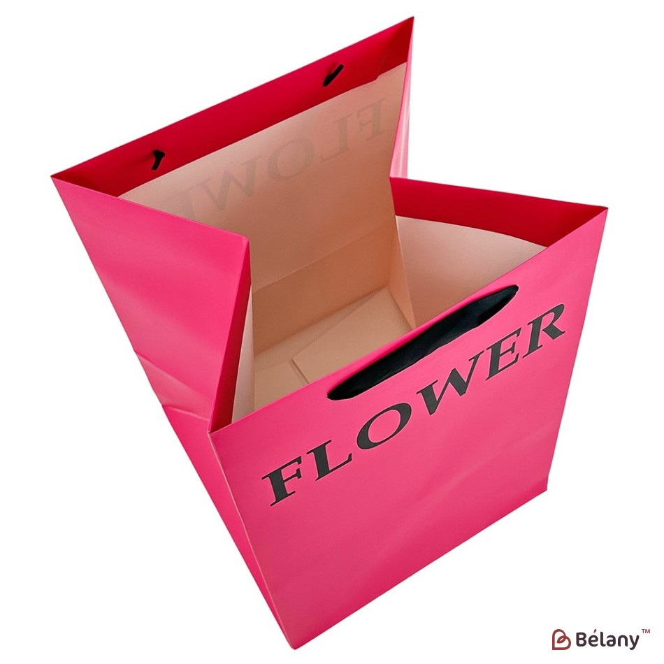 Set 2 pungi roz, cu text „Floare”, pentru flori 25x25x35 cm | 2