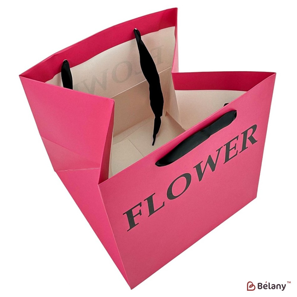 Set 2 pungi roz, cu text „Floare”, pentru flori 25x25x25 cm | 2