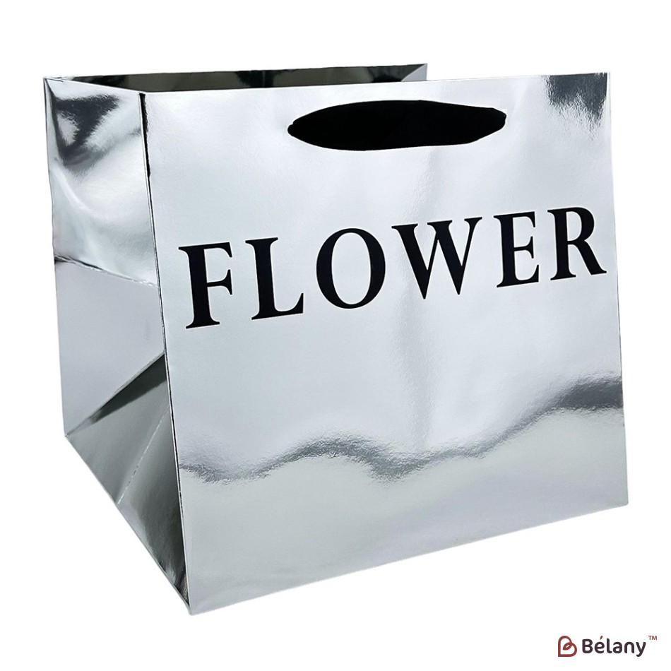 Set 2 pungi de argint, cu text „Floare”, pentru flori 27x27x27 cm