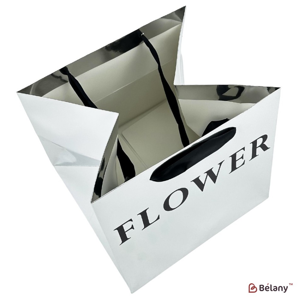 Set 2 pungi de argint, cu text „Floare”, pentru flori 27x27x27 cm | 2