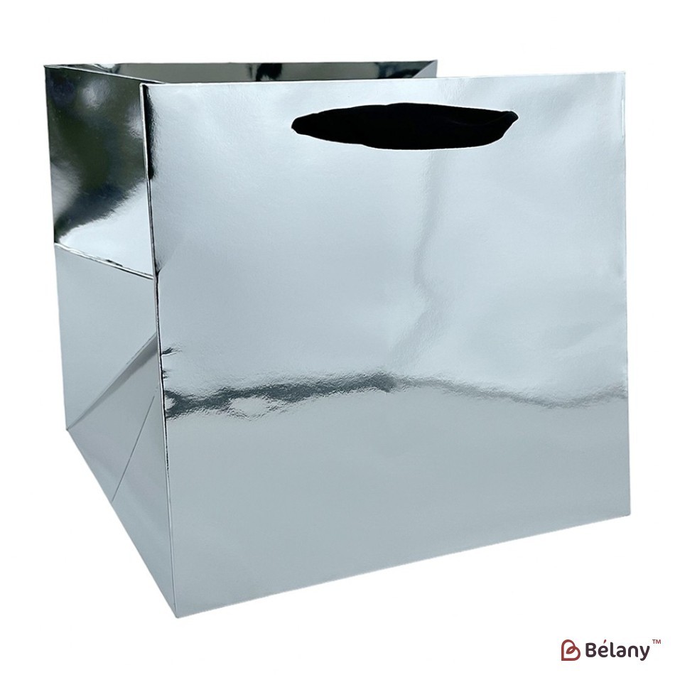 Set of 2 silver bags, for flowers 27x27x27 cm