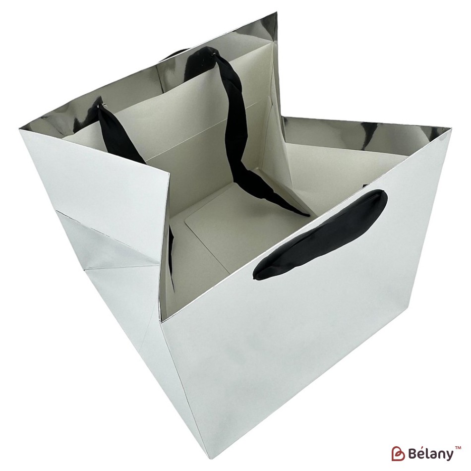 Set of 2 silver bags, for flowers 27x27x27 cm | 2