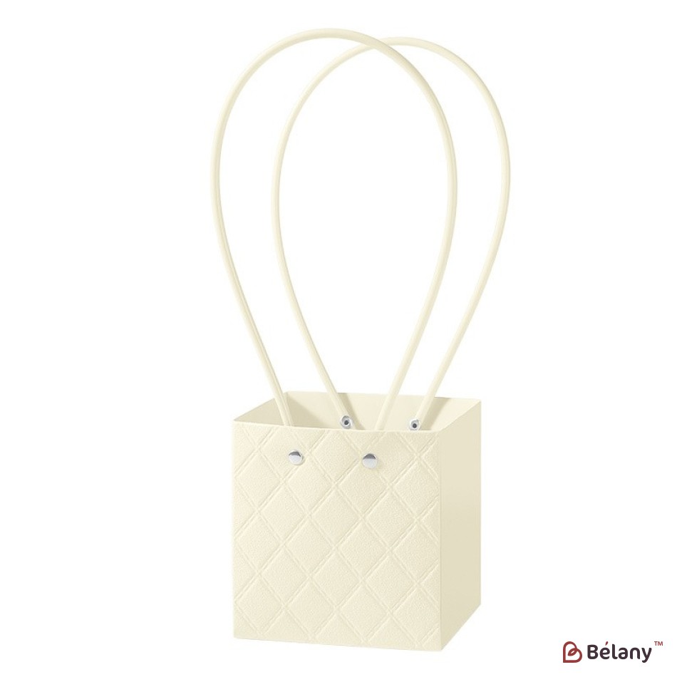 Beige flower bag, with silicone handles, 11.5/10.5/12