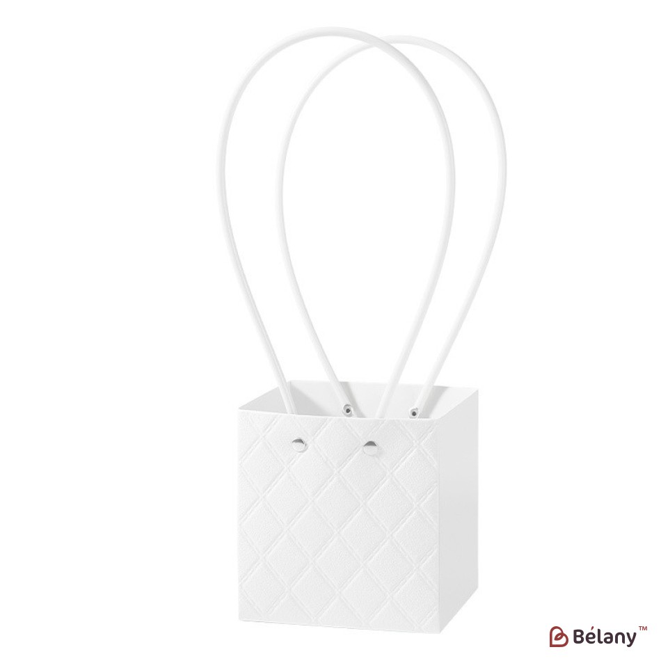 Geanta cu flori alba, cu manere din silicon, 11,5/10,5/12