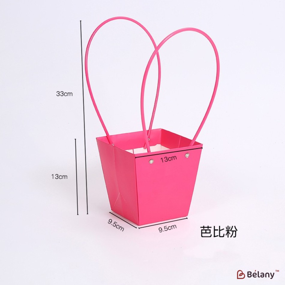 Geanta cu flori fuchsia, cu manere din silicon, 9,5/9,5/13/13