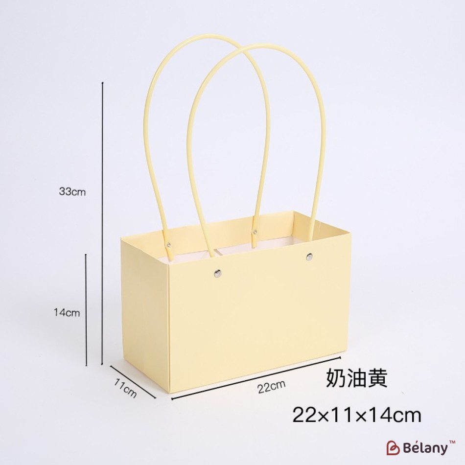 Beige wide flower bag, with silicone handles, 22/11/14