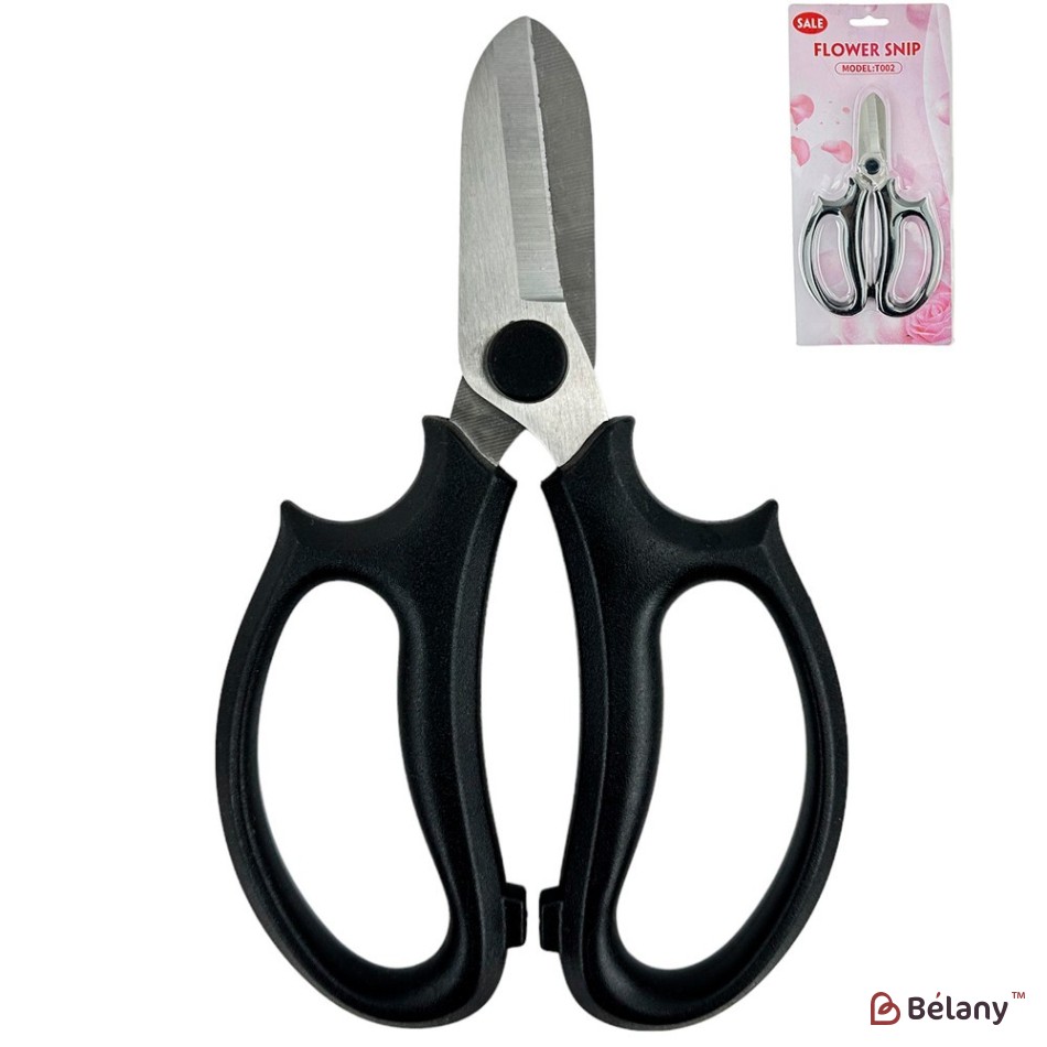 Black floral scissors, iron + plastic , 16.5/9.5