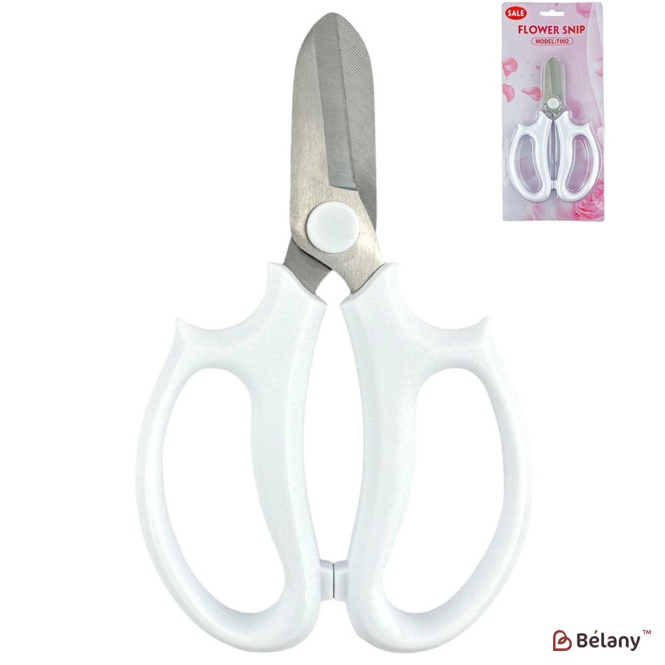 Foarfece florale albe, fier + plastic, 16,5/9,5