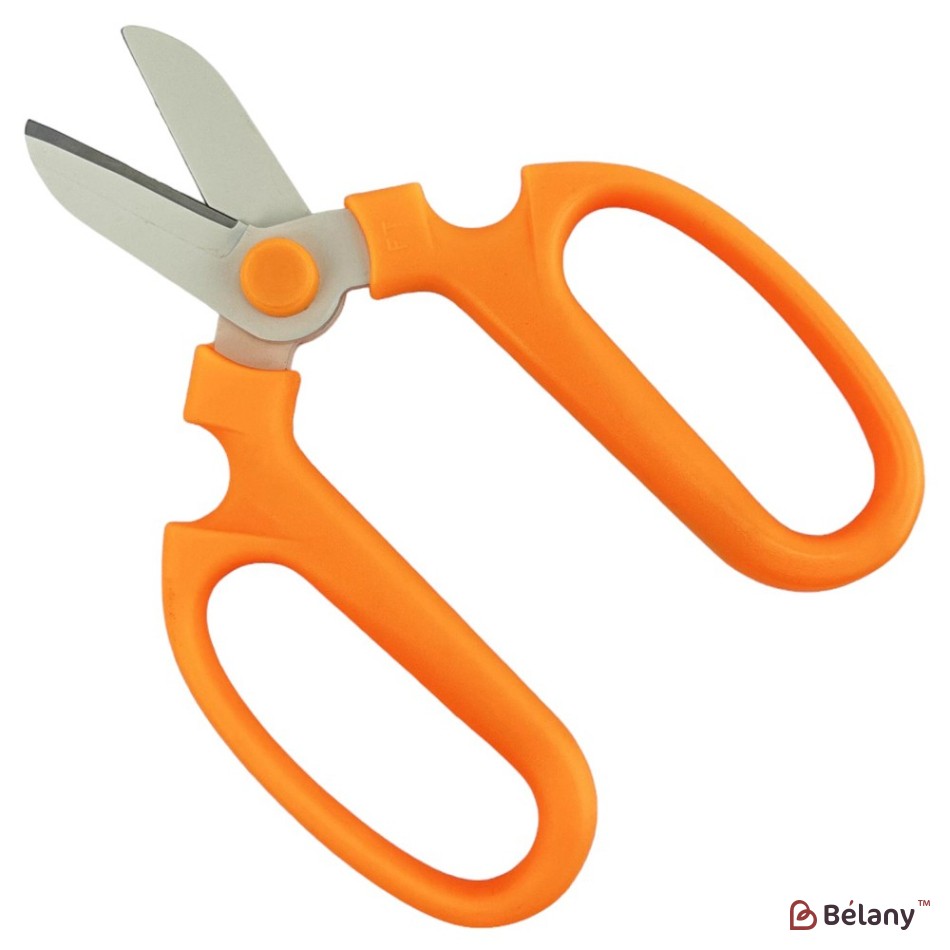 Orange floral scissors, iron + plastic, craft-box,17/10 | 2
