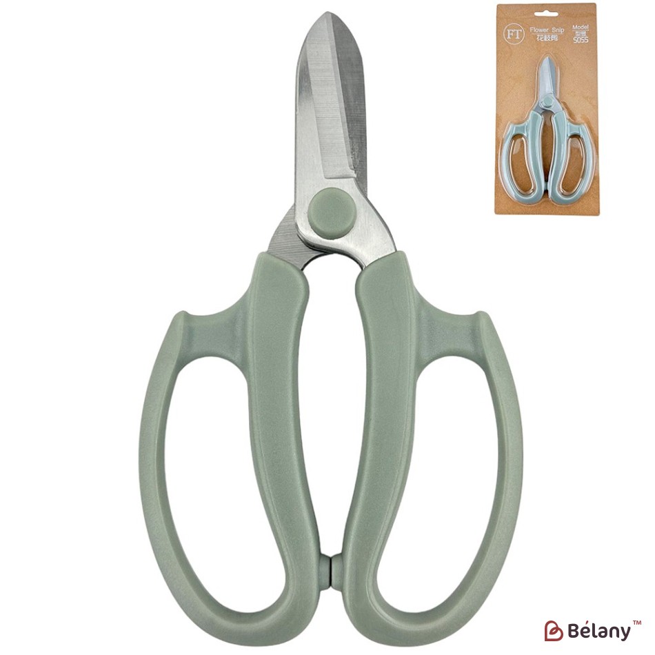 Foarfece florale gri, fier + plastic, 17/10,5