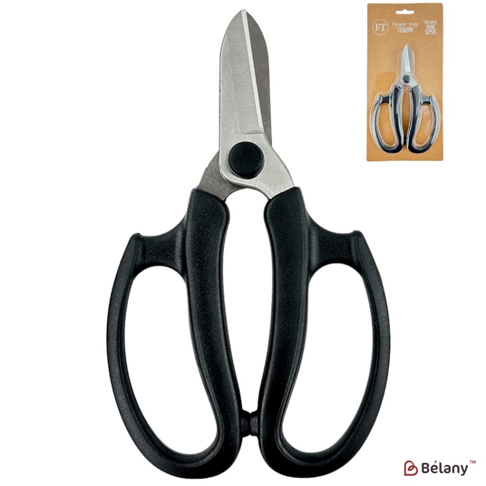 Foarfece florale negre, fier + plastic, 17/10,5