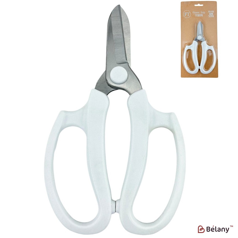 Foarfece florale albe, fier + plastic, 17/10,5