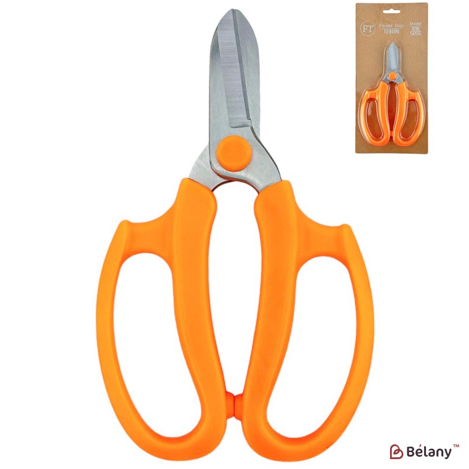 Foarfece florale portocalii, fier + plastic, 17/10,5