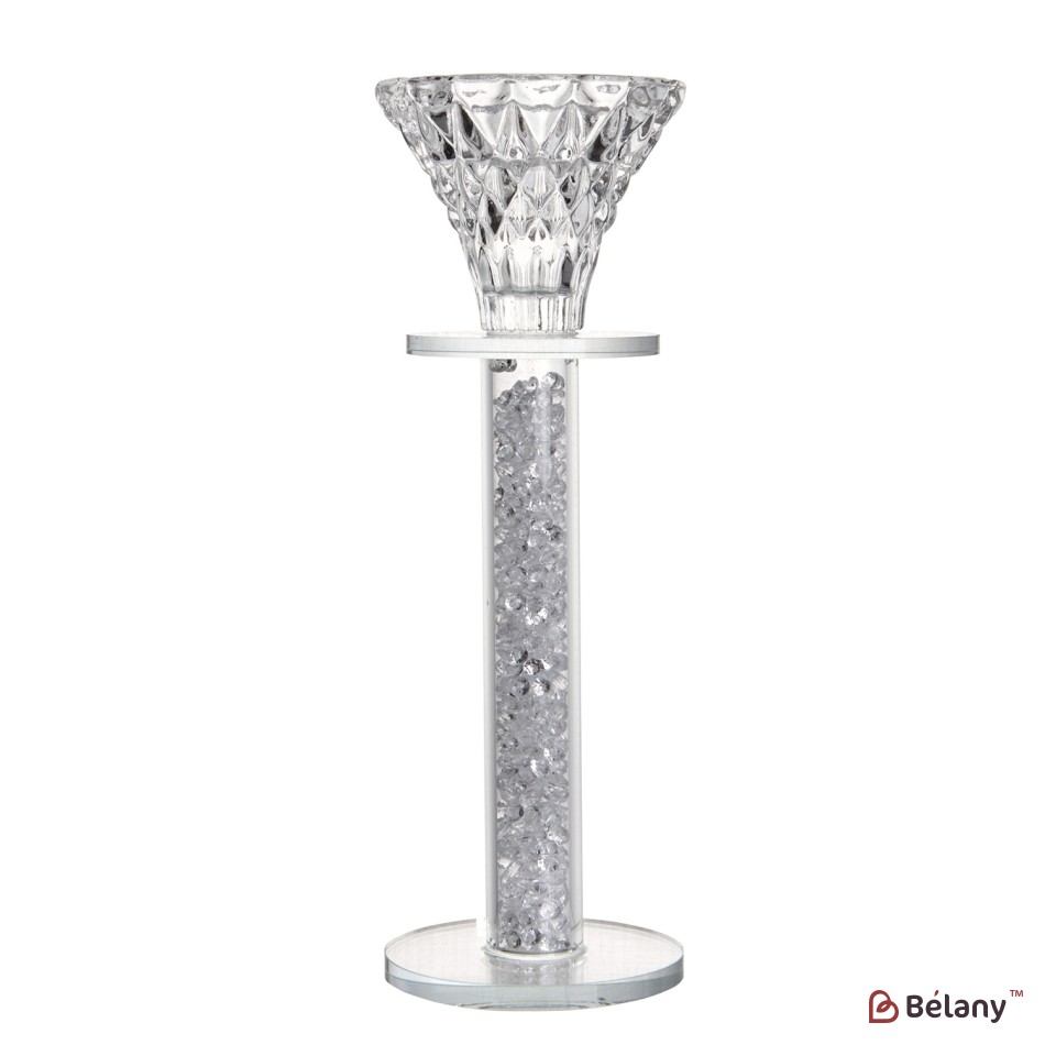 Glass candlestick, with glass shavings, for one candle "Shine L"