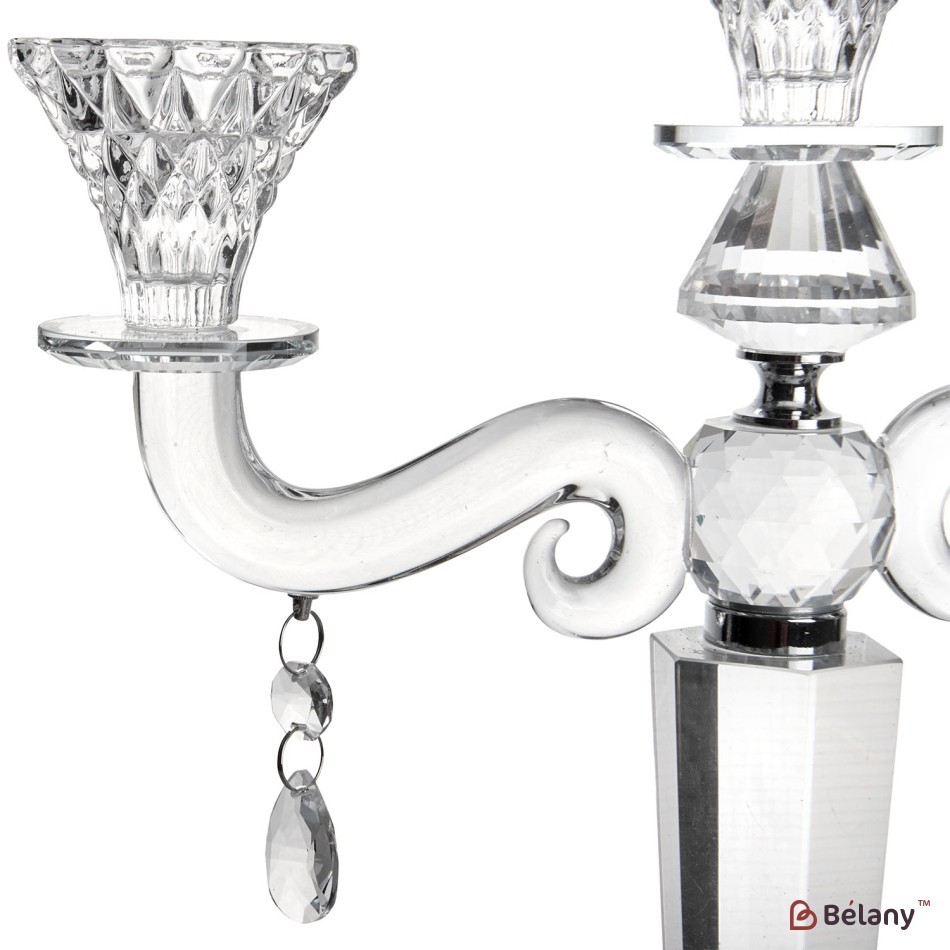 Glass candlestick, for 3 candles, 28 cm | 3