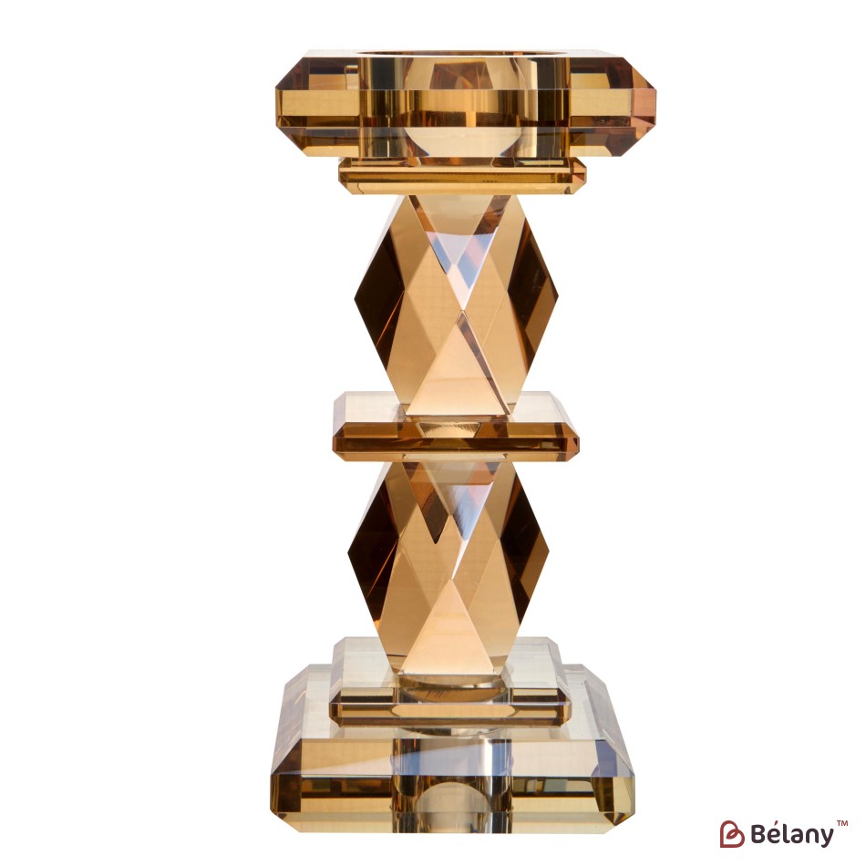 Candlestick for 1 candle, amber color, 15 cm
