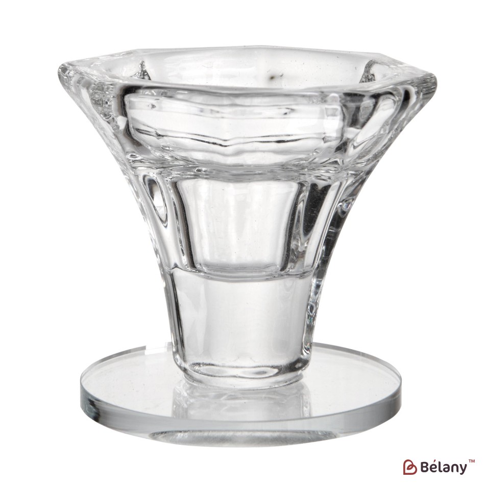 Small glass candle holder, for a 5x5 candle