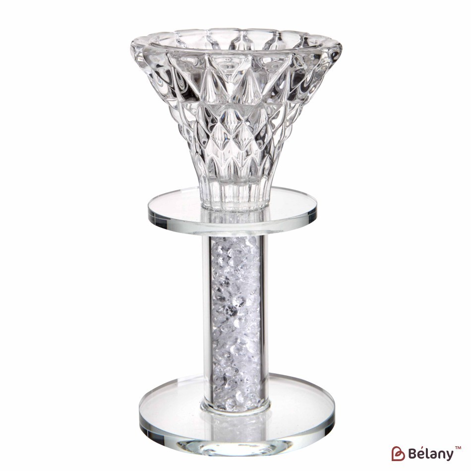 Glass candle holder with glass chips for 1 candle "Shine S"