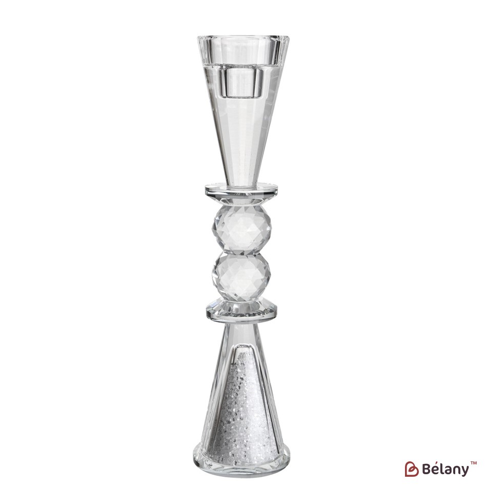 Glass candle holder for 1 candle, 29 cm L