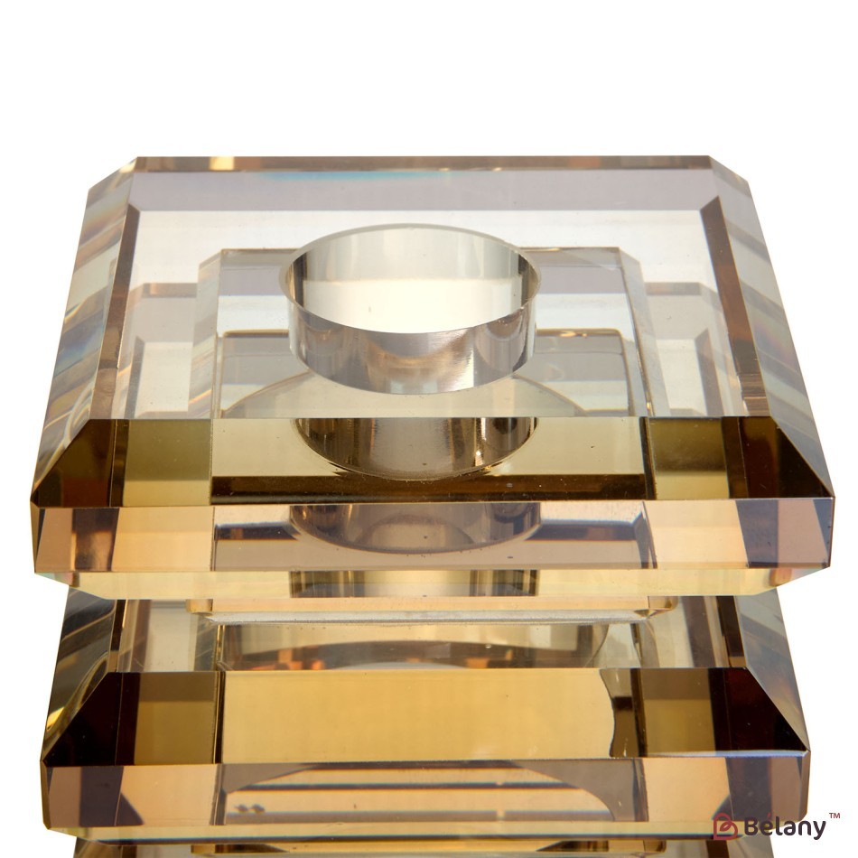 Glass candle holder, amber color, for 1 7/7 candle | 2