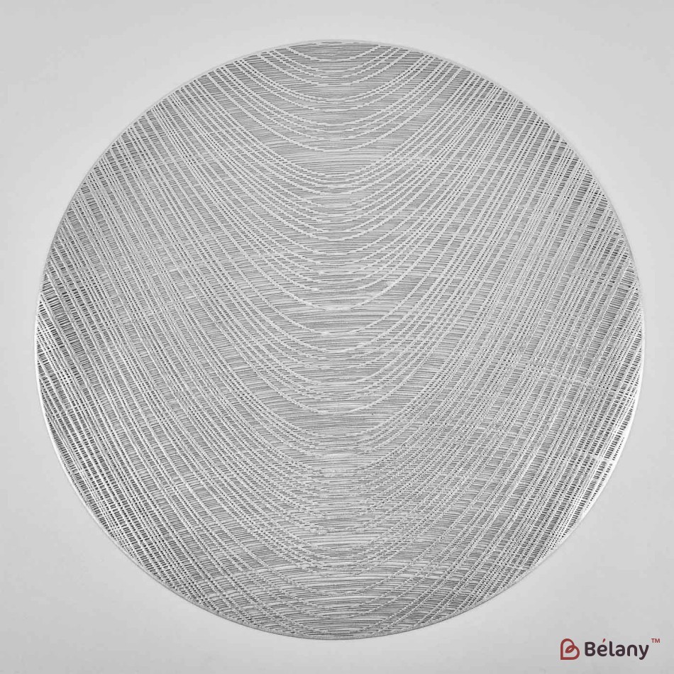 Set 6 suporturi farfurie, PVC, izolante si antiderapante, argint, "Stroke"