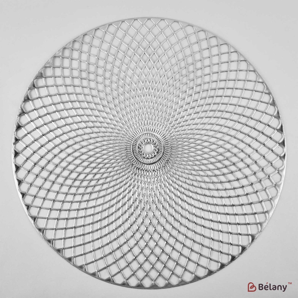 Set 6 suporturi farfurie, PVC, izolante si antiderapante, argint, "Rombs"