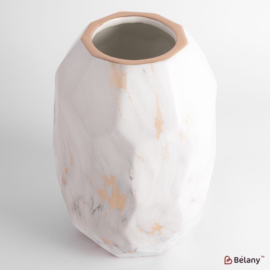 Vaza ceramica "Marmor" alb 24x9 | 2