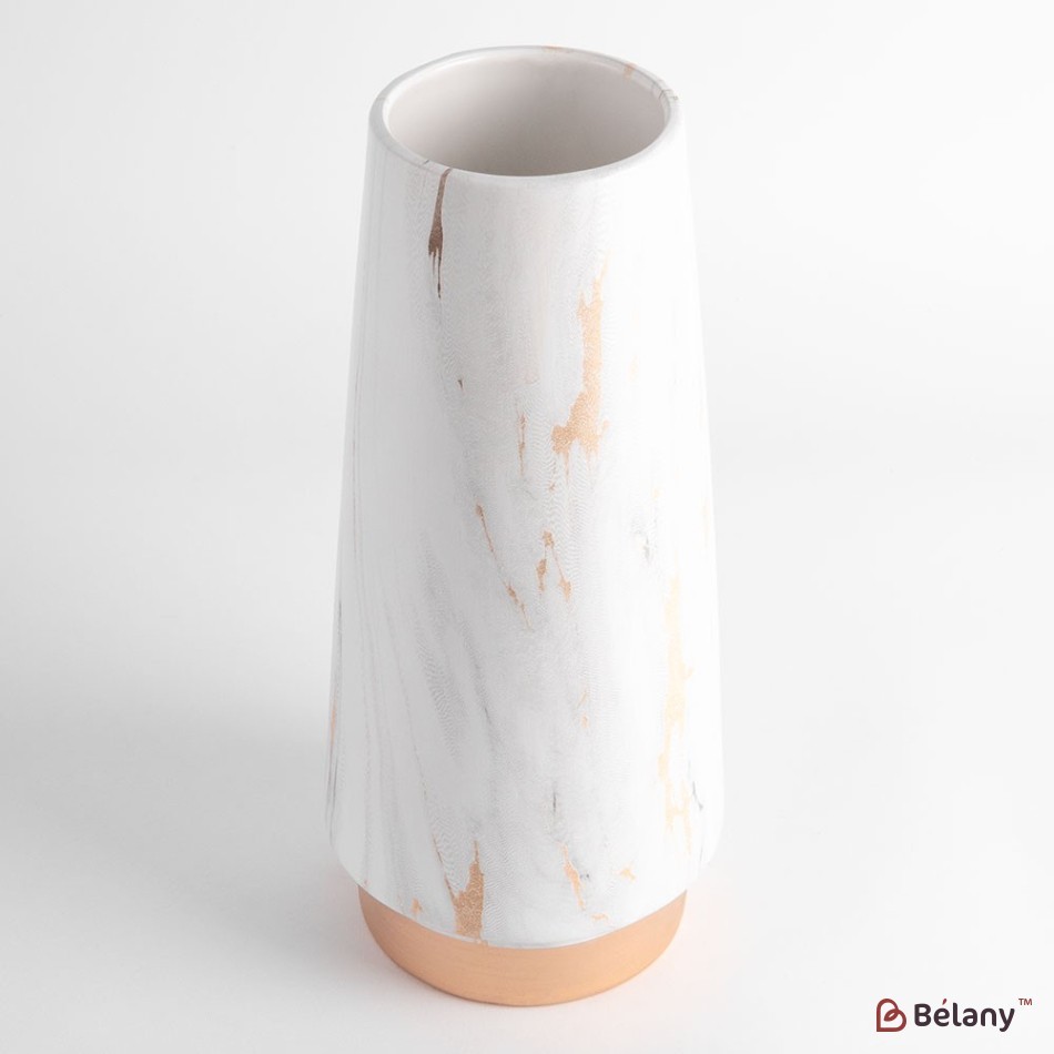 Ceramic vase "Gold and Ceramic" white 29x8 | 2
