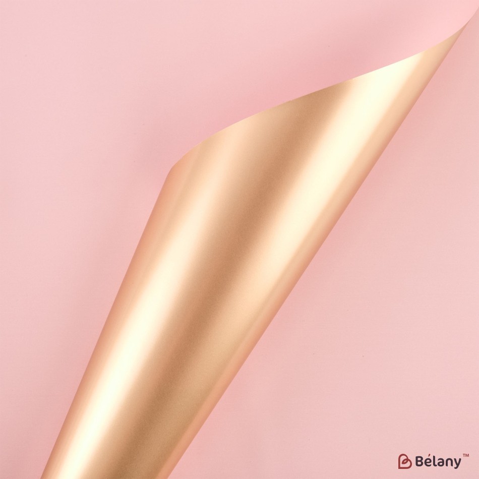 Celofan bicolor cu dungi "Stay happy" aur-roz | 2