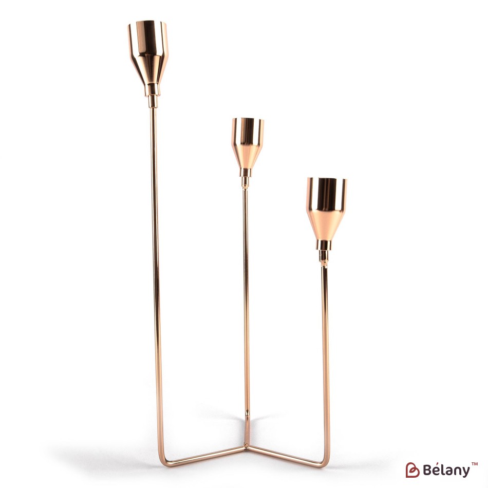 Metal candlestick gold color for 3 candles