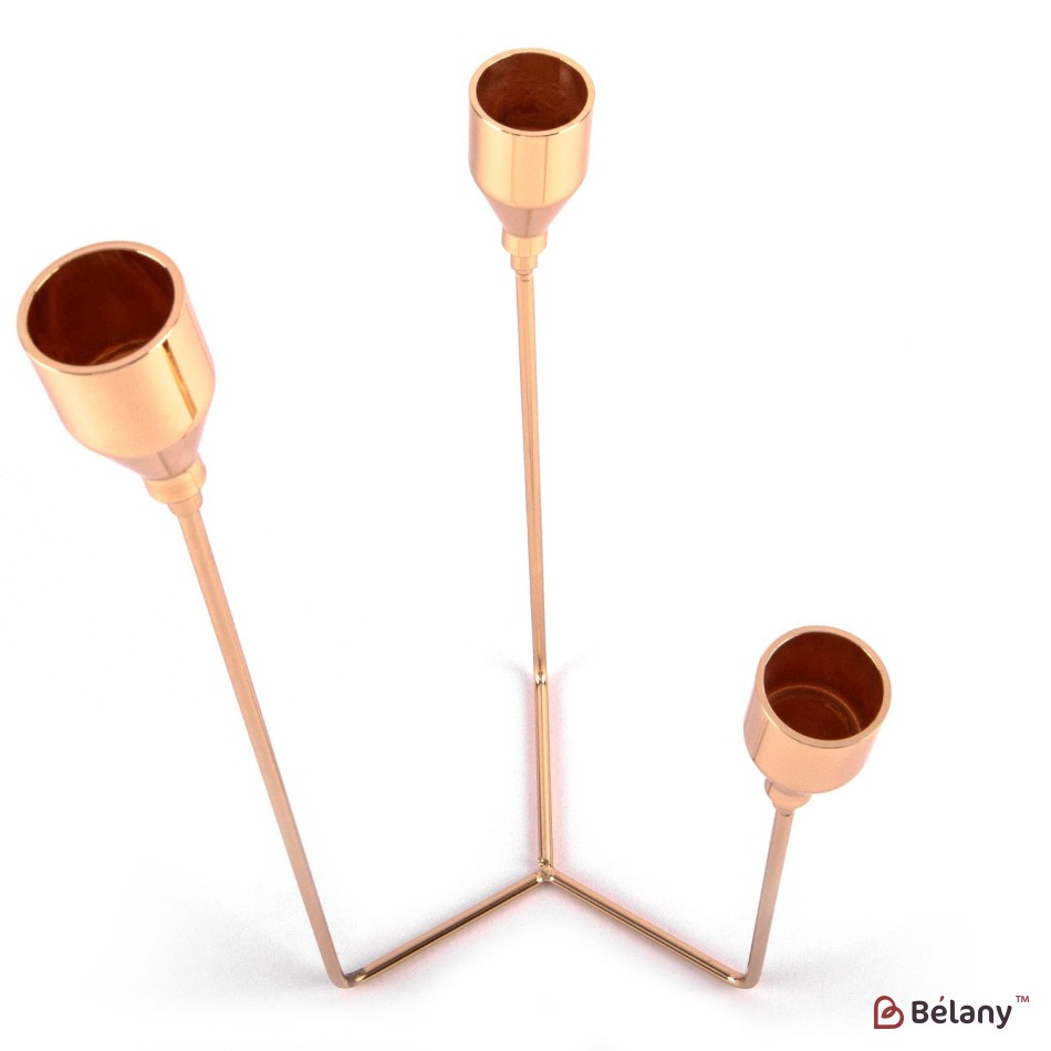Metal candlestick gold color for 3 candles | 2