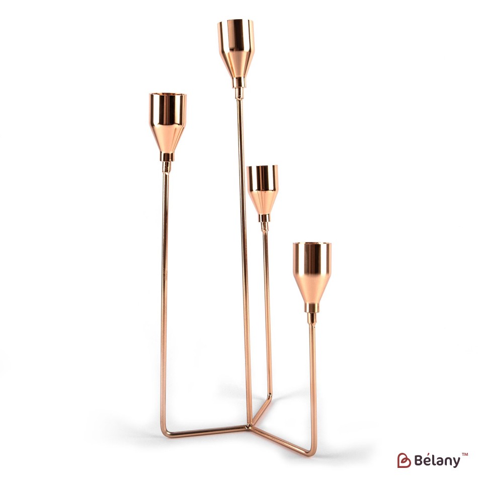 Metal candlestick gold color for 4 candles