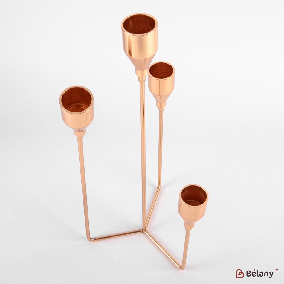 Metal candlestick gold color for 4 candles | 2
