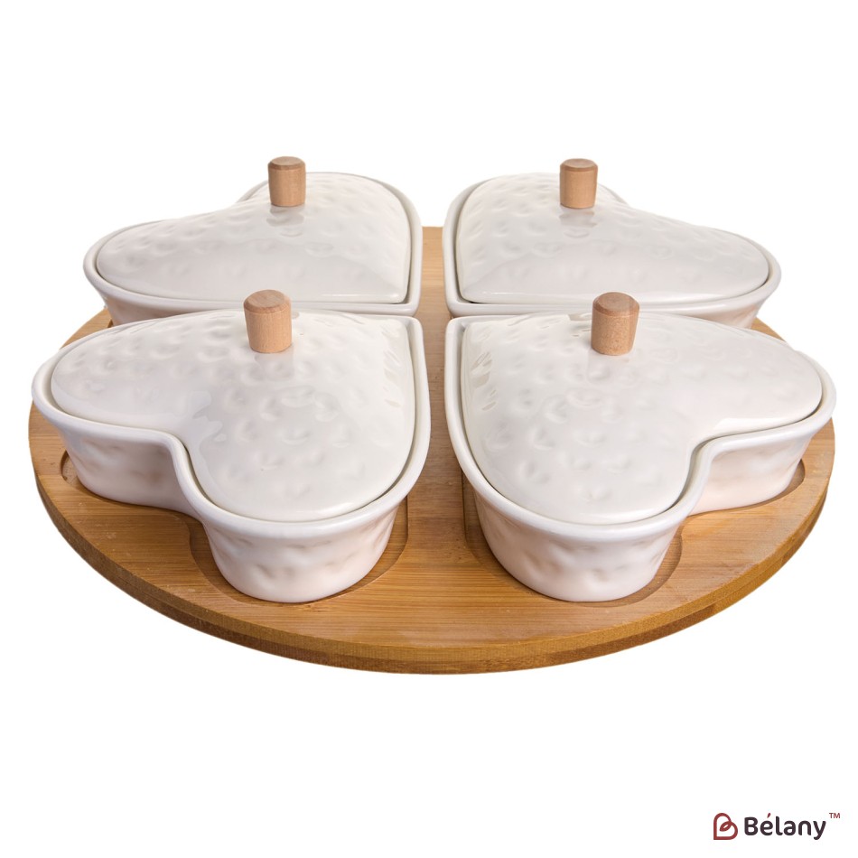 Set servire aperitiv "Heart" portelan