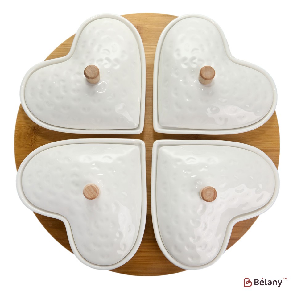 Set servire aperitiv "Heart" portelan | 4