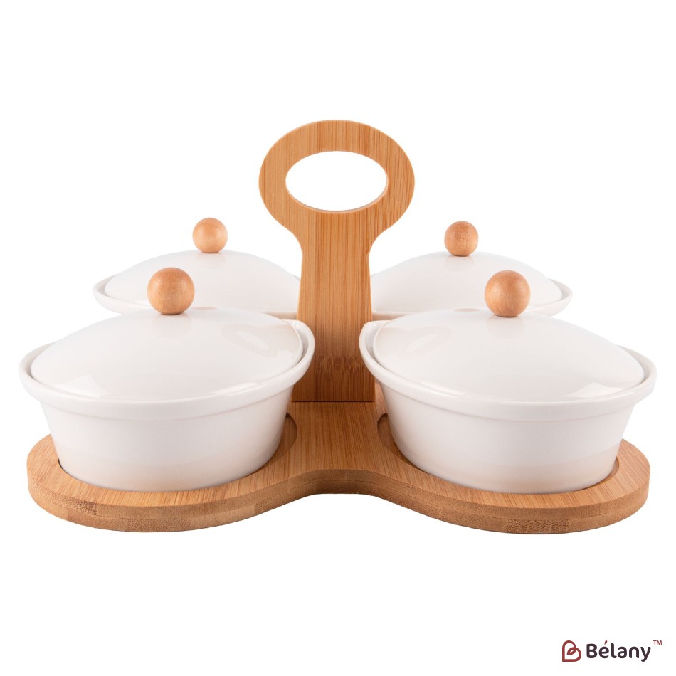 Set din ceramica pentru aperitiv "Drops" cu maner