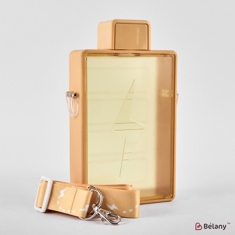 Water bottle, 450 ml, yellow, adjustable strap